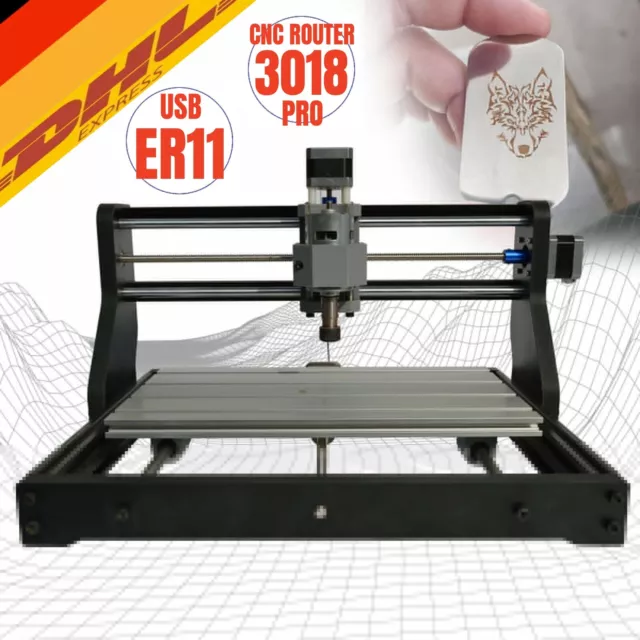 2in1 Fräsmaschine 3018 Pro Max GRBL CNC Router Graviermaschine ER11 Komplett-set