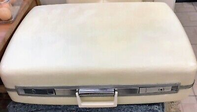 Vintage Circa 1965 SAMSONITE CONTOURA Hard Side Suitcase 26" Pullman Polar White