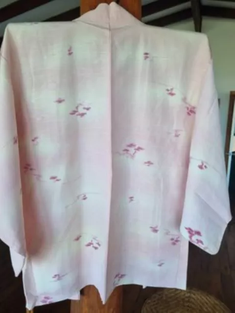 Lovely Pale Pink & White Patterned Vintage Japanese Haori (Kimono Jacket) 2