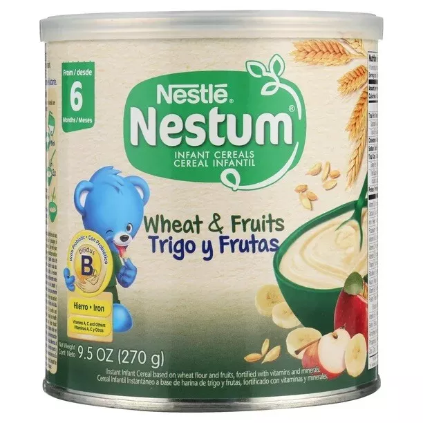 Nestle Nestum Baby Cereal Wheat & Fruit, 9.5oz, Essential Vitamins & Minerals