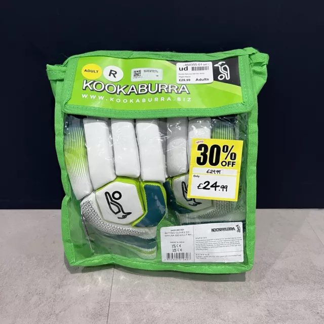 Kookaburra Kahuna 500 Adults Cricket Batting Gloves Right Hand White New!