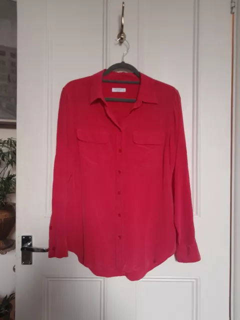 Equipment 100% Silk Hot Pink Signature Shirt Blouse M