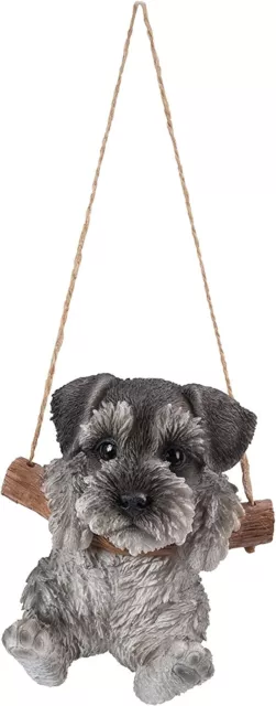 Hanging Schnauzer Puppy Dog Pet Pals - Life Like Figurine Statue Home Garden NEW 2