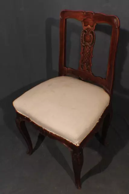 Chair, Baroque, Chippendale Upholstered Chair in 1750, Walnut, Restored * 2481