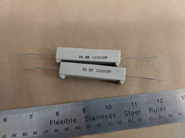 Syl Ecg 1.2 Ohm 25W 5% Cement Resistor Lot Of 2Pcs