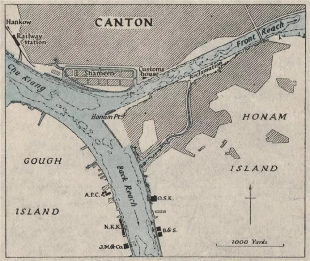 Canton harbour. GUANGZHOU. China. WW2 ROYAL NAVY INTELLIGENCE MAP 1945 old