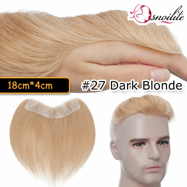 Large Mens Human Hair Replacement Thin Skin Toupee Hairpiece PU Frontal Hairline