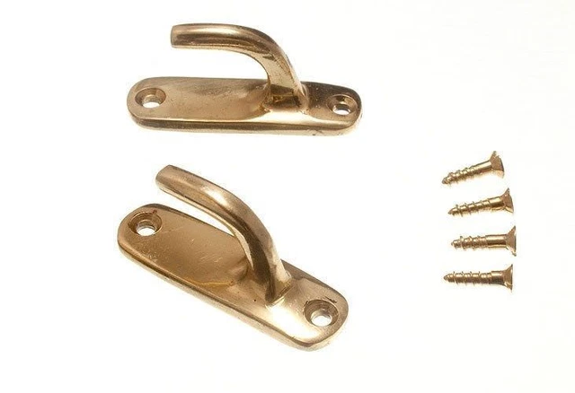 Pair Curtain Tie Backs Modern Brass 45Mm And Screws 15C1