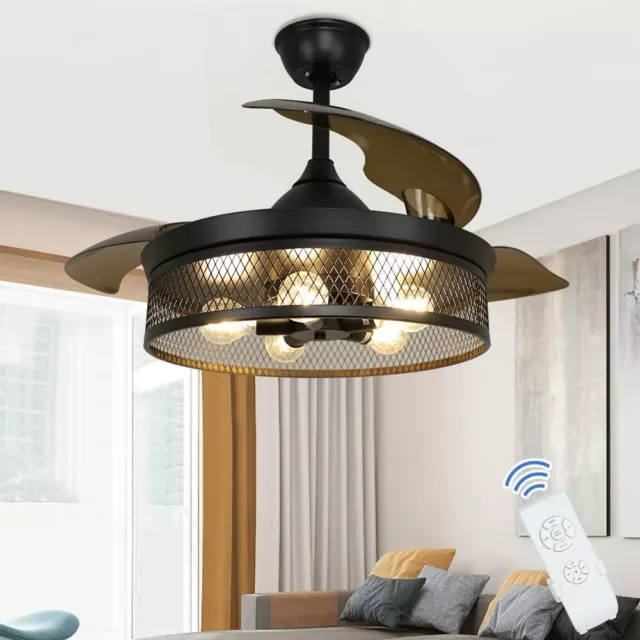 Depuley 42'' Caged Ceiling Fan with Lights Remote Control Vintage Flush Mount