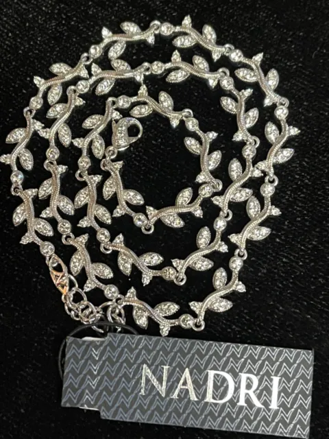 NADRI crystal silver tone leaf necklace NORDSTOM original tag $128 MSRP