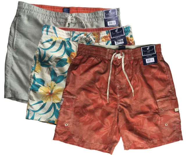 Caribbean Joe Men's Cargo Style Comfortable Swim Trunks Mesh Lined Surf Shorts