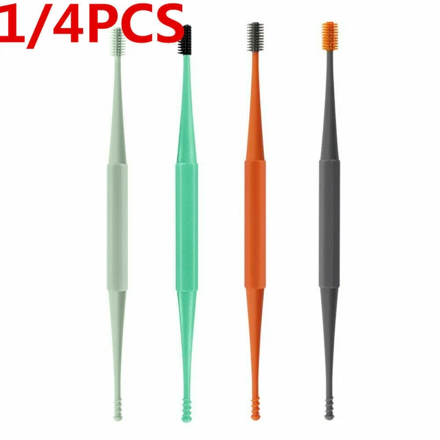 1/4 pz rimuovi cerume orecchie pulitore orecchie morbido testa in silicone doppia E7Y2