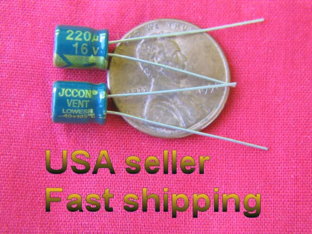 4 pcs  -  220uf 16v  105c  Low ESR electrolytic capacitors (gn)