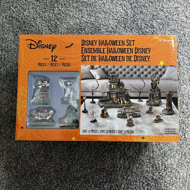 DISNEY HALLOWEEN VILLAGE Musical Haunted House Set of 12 Lights NIB