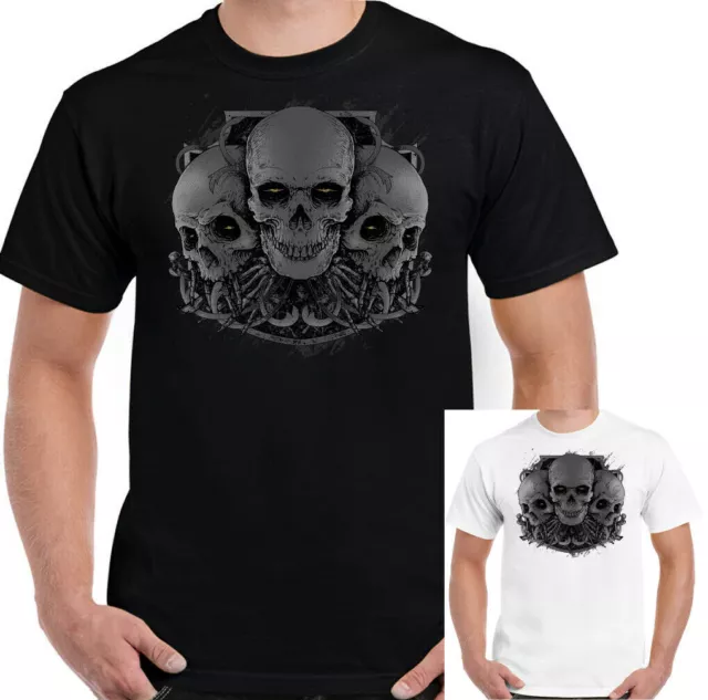 T-shirt Demon Skull da uomo biker tatuaggio moto gotico gotico rock TOP