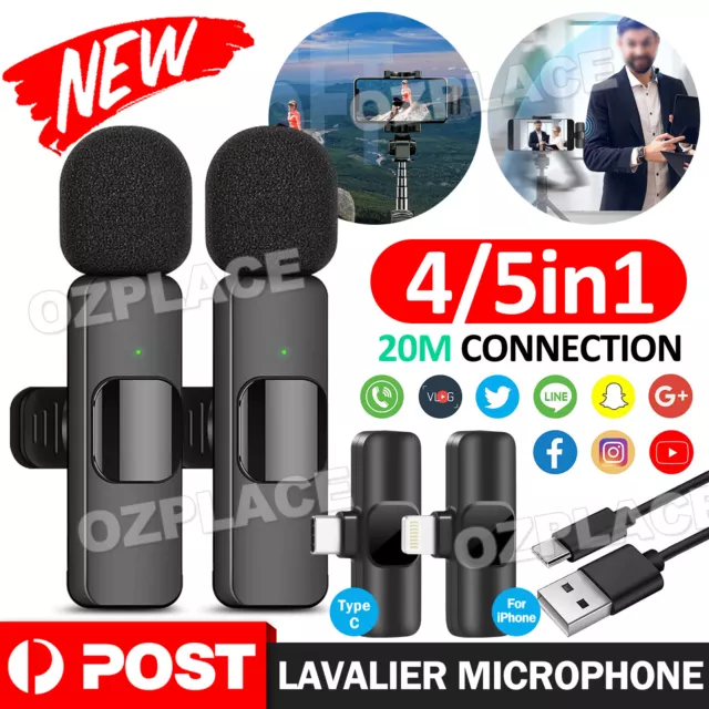 Wireless Lavalier Microphone For Phone Android iPhone ipad Vlog Live Stream Mic
