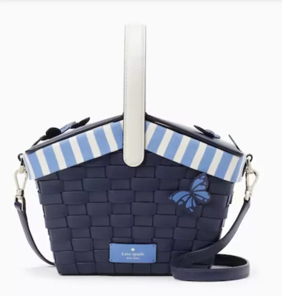 NWT Kate Spade Flutter Fly Picnic Basket - Crossbody Bag Blue Multi Novelty Gift