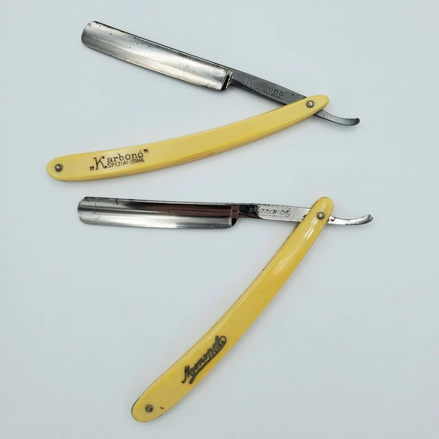 VINTAGE SOLINGEN STRAIGHT Razors Set Karbono Monopol 1930s