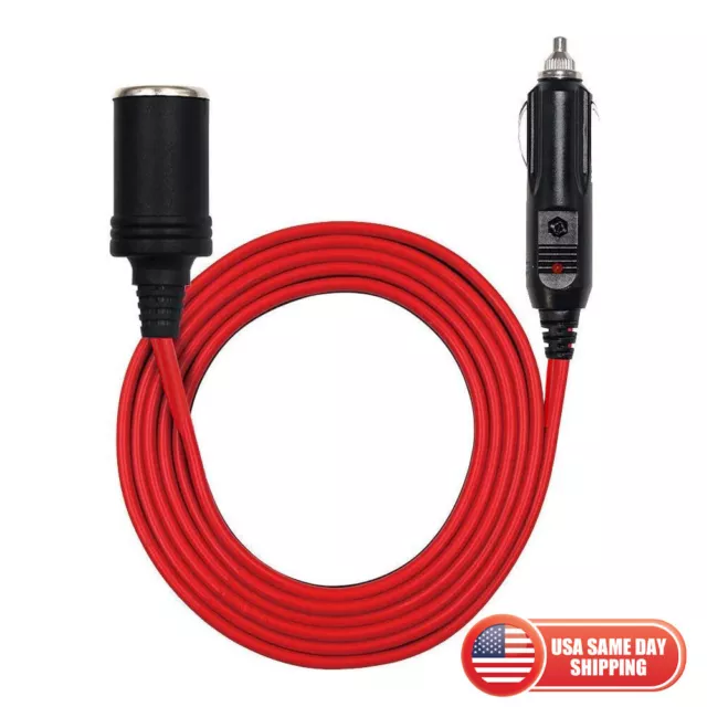 12V Cigarette Lighter Extension Cord Cable 12 FT Heavy Duty DC Power Socket Plug