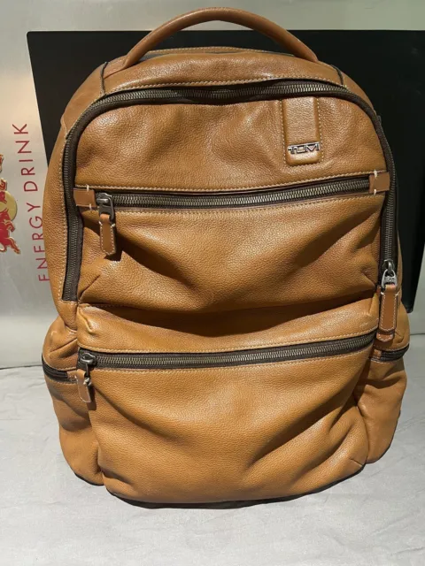 Tumi Alpha Bravo Leather Backpack Light Brown Good Condition