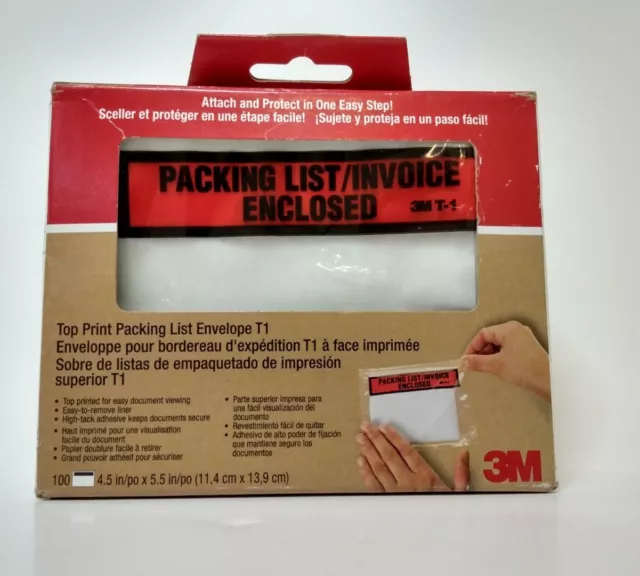 Clear Packing List Envelopes T1 self adhesive 4.5x 5.5" Size 3M BOX/100