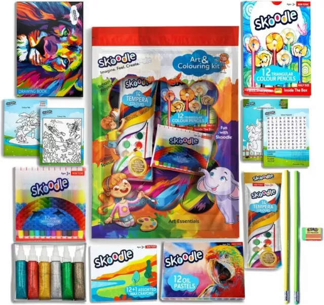 Art & Colouring Kit : Premium Quality And Non-Toxic Art & Colouring Set, Ages 3+