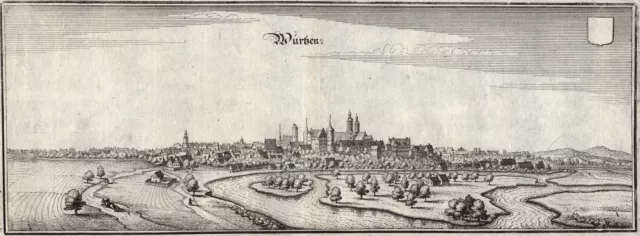 Wurzen Mulde Original Kupferstich Merian 1650