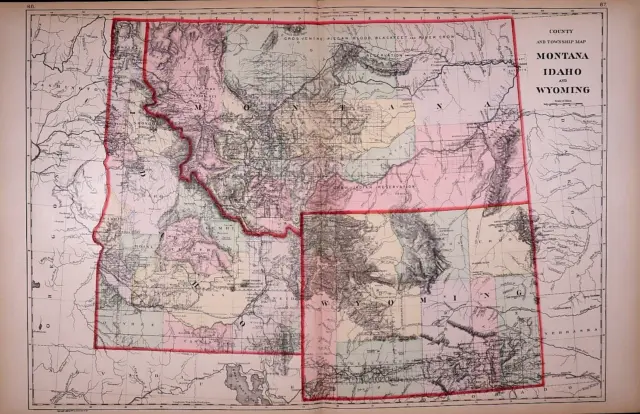 1887 Map IDAHO, MONTANA & WYOMING TERRITORIES - INDIAN RESERVATIONS (15x24)-#020