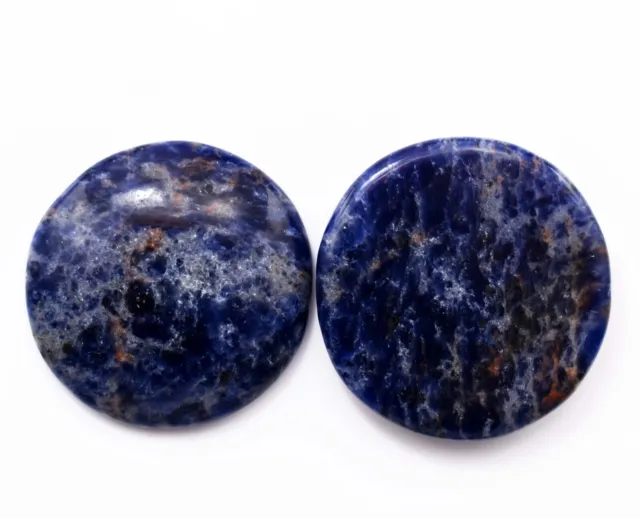 Paire de pierres précieuses certifiées rondes en sodalite bleue naturelle...