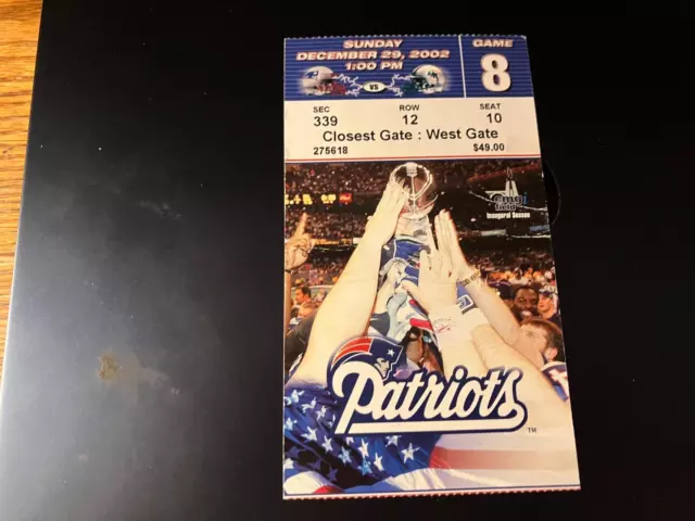 Miami Dolphins vs New England Patriots ticket stub  12/29/2002 CREASES