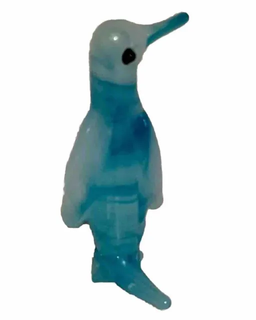 Vintage Blue Glass Penguin Figurine Miniature