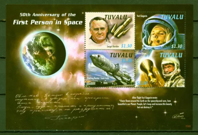 Tuvalu 2011 - Weltraum Raumfahrt - Gagarin Glenn Korolev - NASA - Nr. 1744-47 **