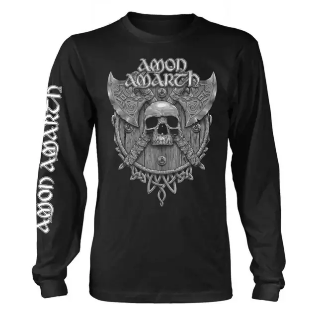 Officially licensed Amon Amarth Grey Skull Mens Black Long Sleeve T Shirt