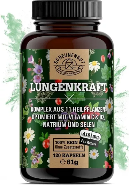 LUNGENKRAFT® -Lungenkapseln Stark- Laborgeprüft I 120 Kapseln I SCHEUNENGUT®