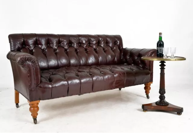 19th Century Leather Oxblood Settee Sofa 