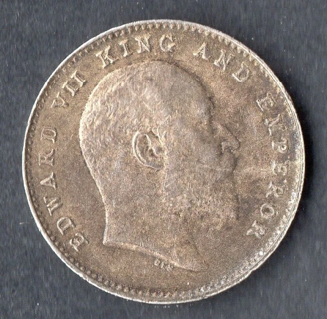 Jolie Monnaie Argent De 2 Annas India 1905 @ Edward Vii @ British @ Silver Coins