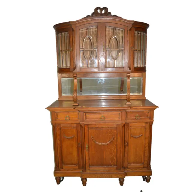 Antique Sideboard in Oak with Curio Top #21556