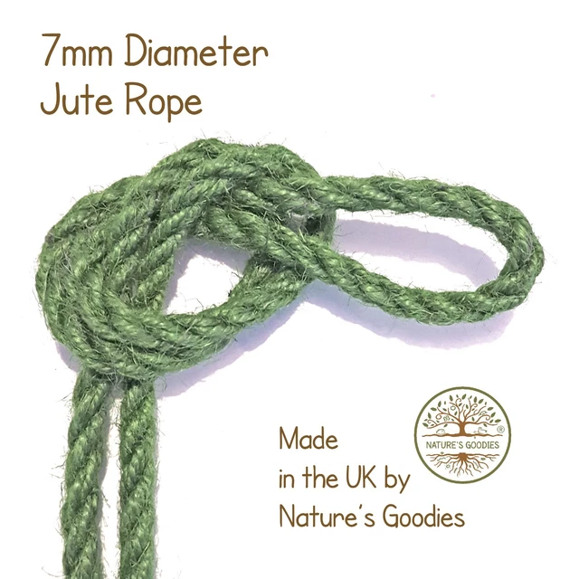 DARK GREEN COLOUR 1m x 7mm Thick Coloured Jute Rope for Arts Crafts ...