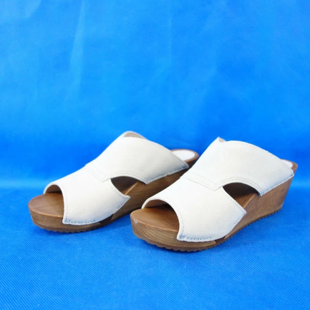 Sanita Chaussures Femmes Cuir Bois Sabots Sandales à Semelle Compensée Neuf 2