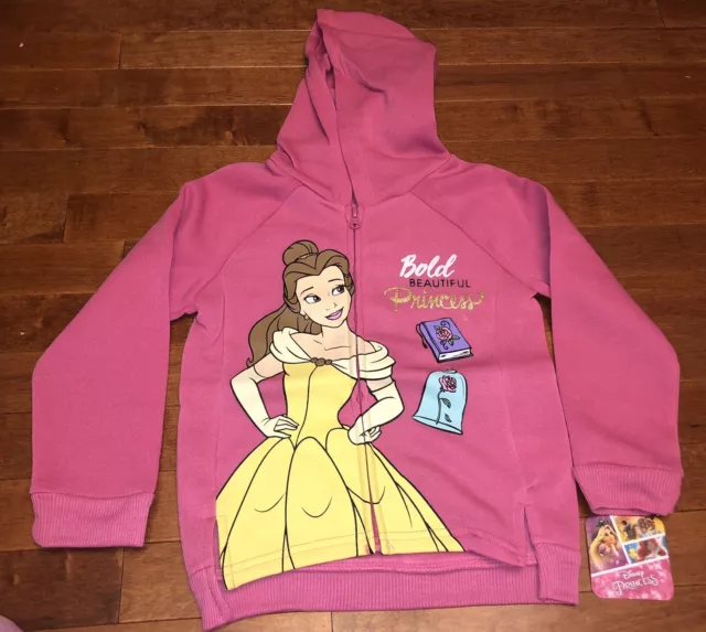 Disney Princess Beauty and the Beast Belle Girl’s Jacket Hoodie New Size 5
