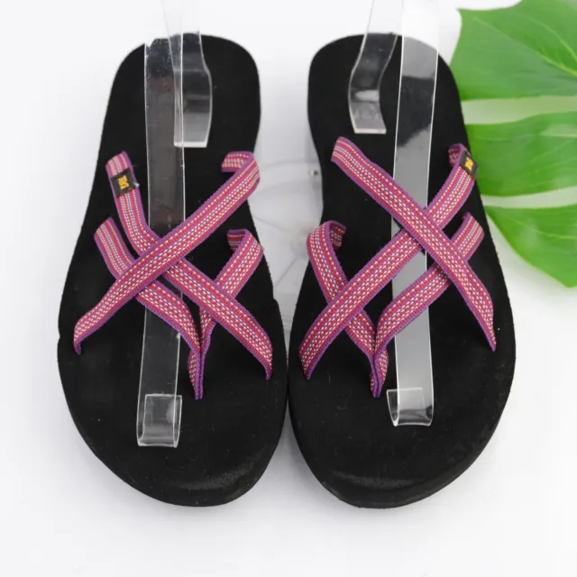 Teva Women's Olowahu Sandal Size 10 Thong Slide Flip Flop Red White Purple Comfy