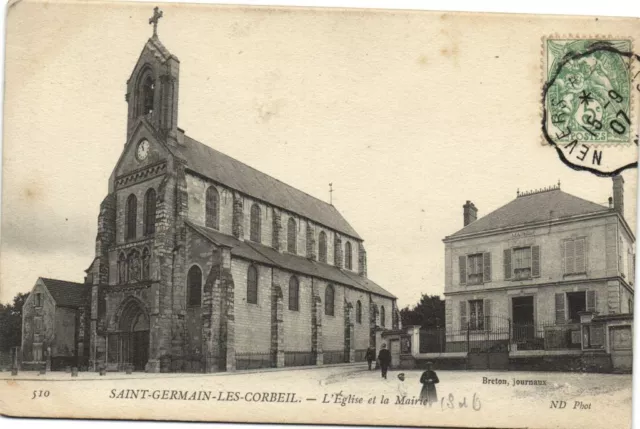 CPA SAINT GERMAIN LES CORBEIL-L'Église et la Mairie (180573)