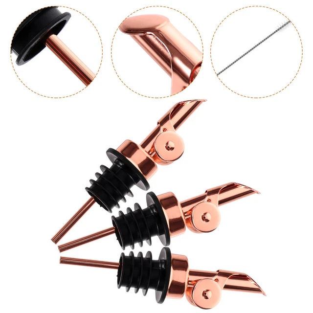 Augenblick Versatore Per Liquori In Acciaio Inox – Set Da 2 Pezzi, Antigoccia Con Tappo A Spirale In Silicone, Perfetto Per Whisky, Olio E Vino - 4