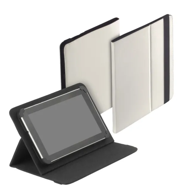 Univ. Tablet Book Style creme weiß Tasche für Coby Kyros MID9742 Case