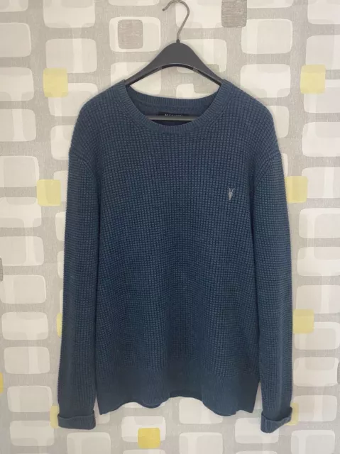 ALL SAINTS WELLS Crew Jumper Waffle Knit Charcoal Grey Brown Size Small Men s 27.99 PicClick UK