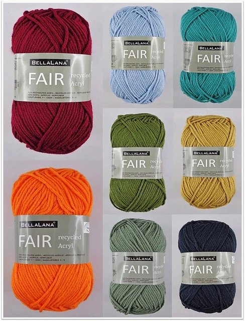 50g BellaLana Fair recycled Acryl Wolle Garn zum Stricken Häkeln GP 33,80€/1kg