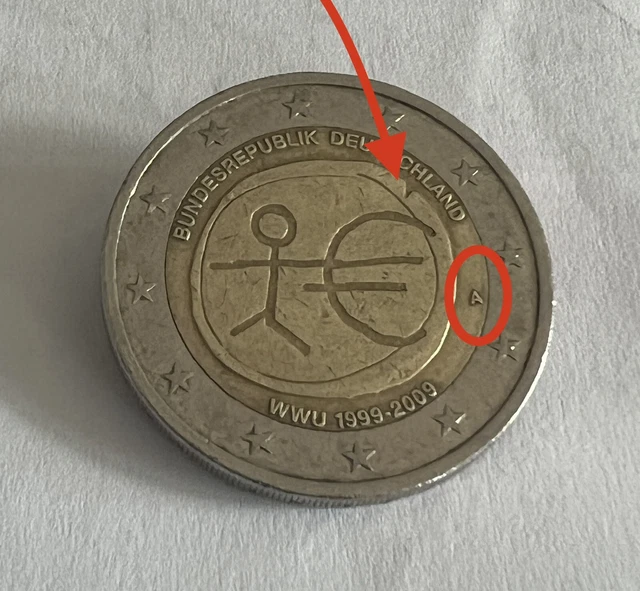 Wertvolle 2 Euro Münzen Strichmännchen Wert 2 EURO MÜNZE Strichmännchen Republik Deutschland WWU 1999-2009