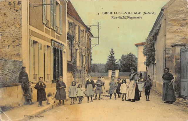Cpa 91 Breuillet Village / Rue De La Pharmacy / Children