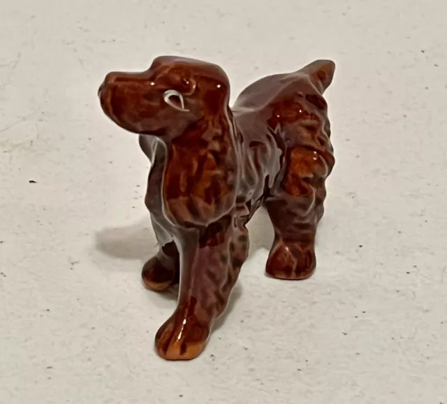 Vintage Mid Century Glazed Ceramic English Springer Spaniel Dog Figurine 4.25''