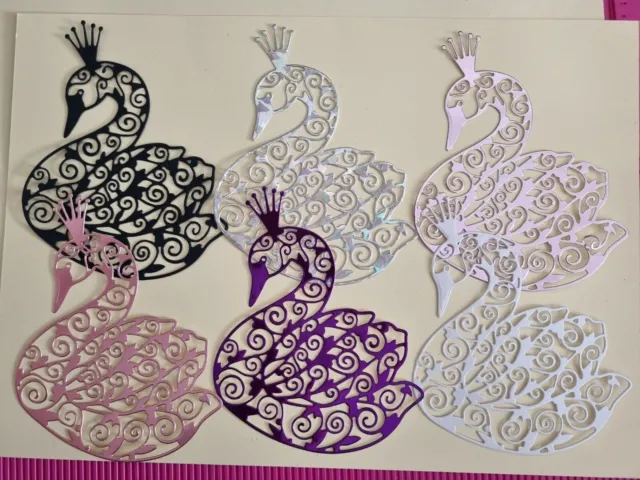 6 Gorgeous Large Intricate Elaborate Swans Card Topper Die Cuts